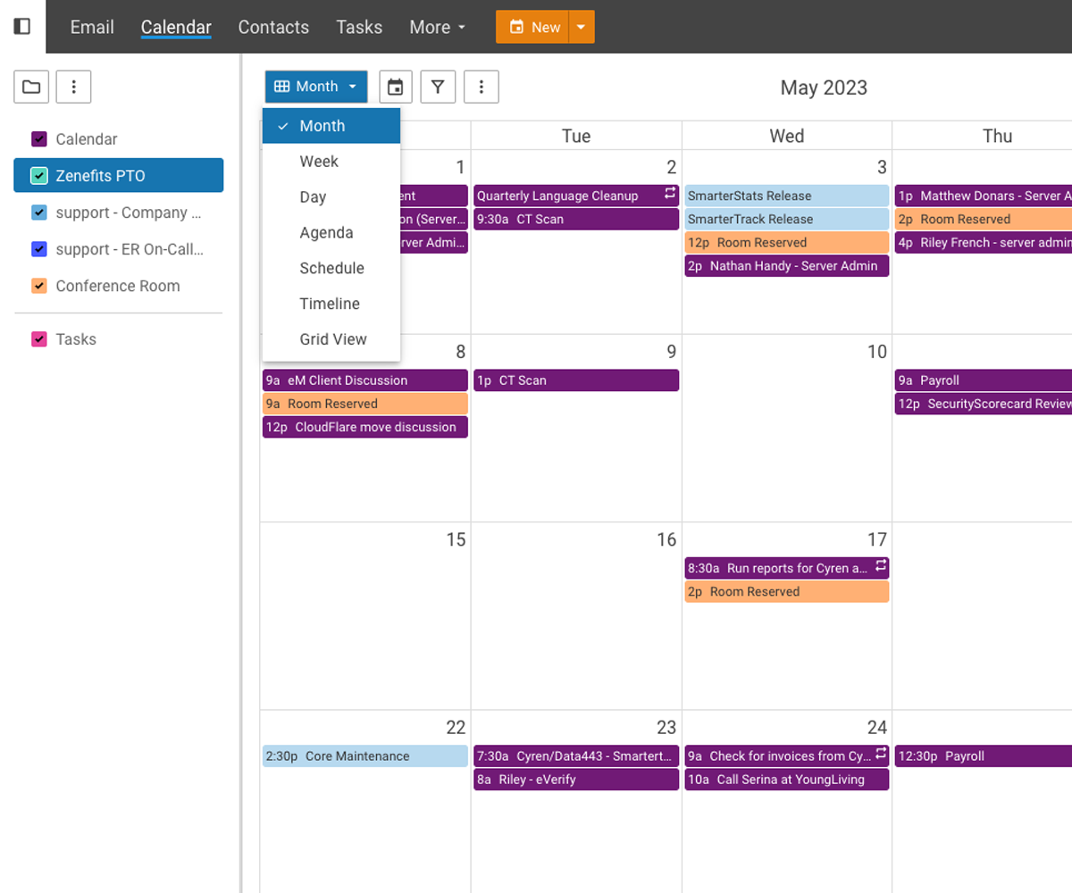 SmarterMail calendar month view