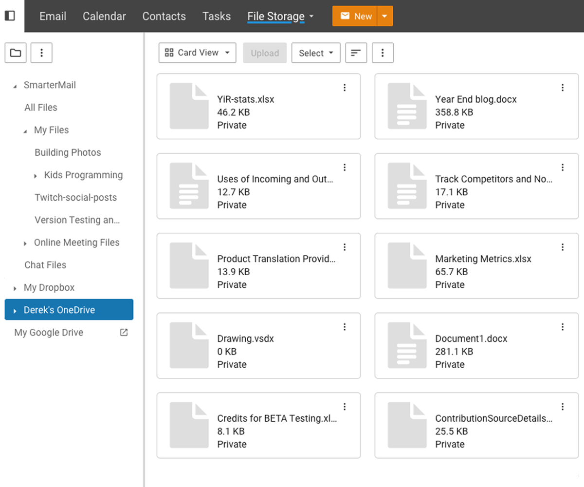 SmarterMail file storage